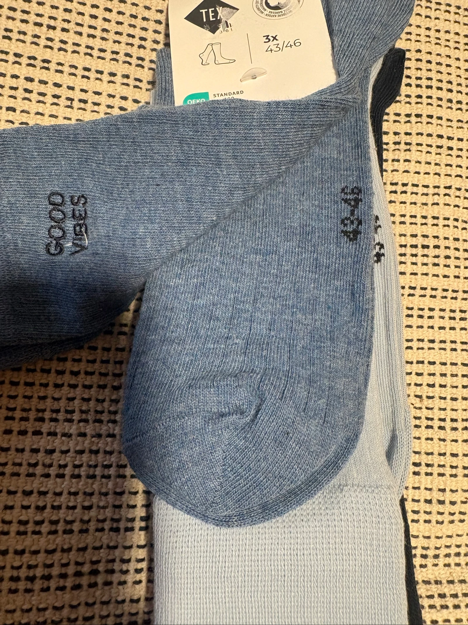 Pack 3 pares meias homem TEX novas tamanho 43/46 azul marinho celeste casual chaussettes socks (~b) – photo 6